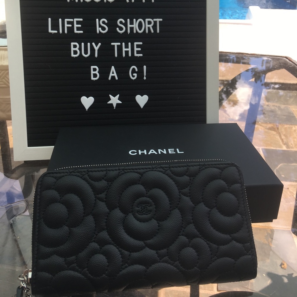 chanel camellia caviar full size wallet